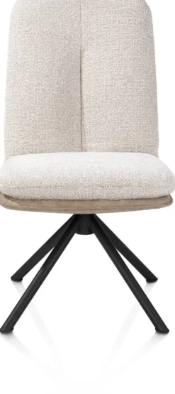 Theros, eetkamerstoel 4-poots zwart frame met relaxsysteem - draaibaar - stof Oregon/Sevilla - beige