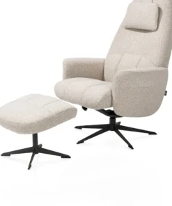 Torino, relaxfauteuil met poef - stof Cloudy - koper