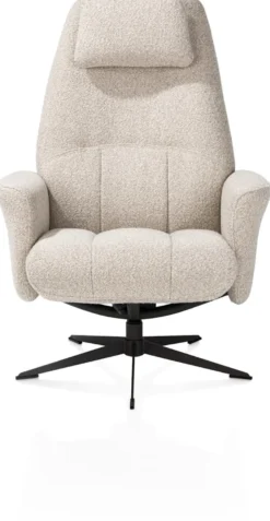 Torino, relaxfauteuil met poef - stof Cloudy - koper