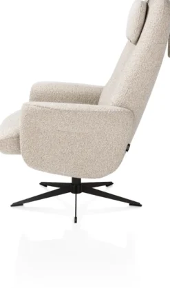 Torino, relaxfauteuil met poef - stof Cloudy - koper
