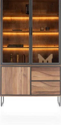 Trapani, buffet 120 cm - 2-glasdeuren + 1-deur + 2-laden (+ LED)