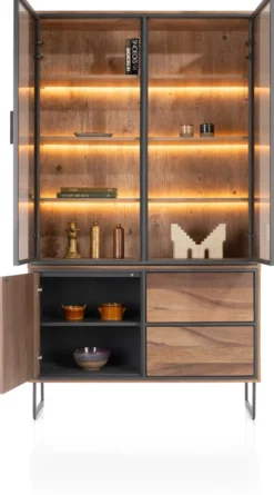 Trapani, buffet 120 cm - 2-glasdeuren + 1-deur + 2-laden (+ LED)