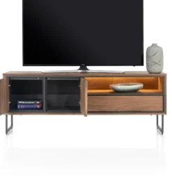 Trapani, lowboard 160 cm - 2-deuren + 1-lade + 1-niche (+ LED)