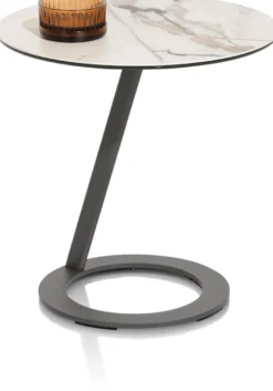 Vegas, salontafel rond 50 cm - keramiek op glas - Antraciet