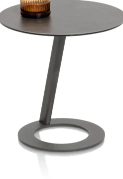 Vegas, salontafel rond 50 cm - keramiek op glas - Antraciet