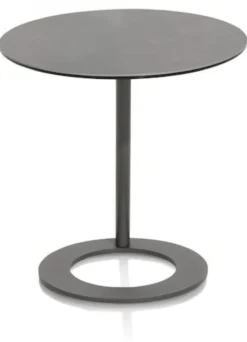 Vegas, salontafel rond 50 cm - keramiek op glas - Antraciet