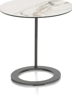 Vegas, salontafel rond 50 cm - keramiek op glas - Antraciet