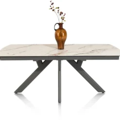 Vegas, uitschuiftafel 200 (+ 80) x 100 cm - keramiek op glas - wit