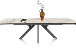 Vegas, uitschuiftafel 200 (+ 80) x 100 cm - keramiek op glas - wit