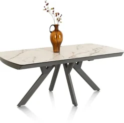 Vegas, uitschuiftafel 200 (+ 80) x 100 cm - keramiek op glas - wit