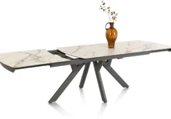 Vegas, uitschuiftafel 200 (+ 80) x 100 cm - keramiek op glas - wit