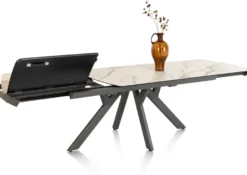 Vegas, uitschuiftafel 200 (+ 80) x 100 cm - keramiek op glas - wit