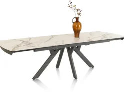 Vegas, uitschuiftafel 170 (+ 60) x 100 cm - keramiek op glas - wit