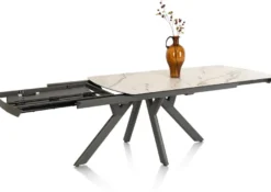 Vegas, uitschuiftafel 170 (+ 60) x 100 cm - keramiek op glas - wit