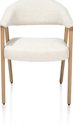 Zaya, Armstoel eiken natural, stof Sevilla, incl. Nosag - Creme